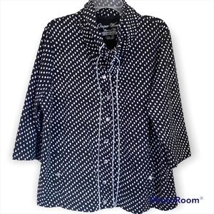 Onque Woman Black & White Polka Dot Lightweight Jacket Size 1X